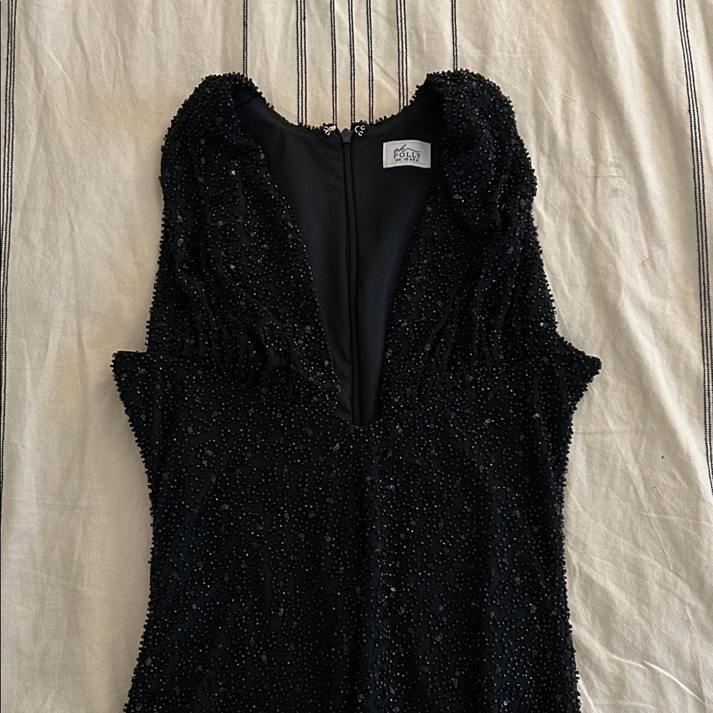 Oh Polly Black Beaded Mini Dress